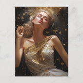Prachtige vrouw met gouden glitter achtergrond briefkaart (Voorkant)