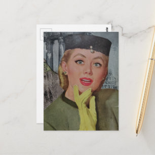 Prachtige vrouw uit de jaren 50 collage briefkaart