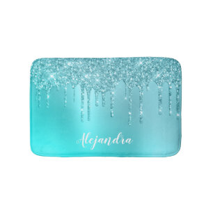 Prachtige waterblauwe munt en turquoise glitter dr badmat