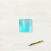 Prachtige waterblauwe munt en turquoise glitter dr post-it® notes (Op bureau)