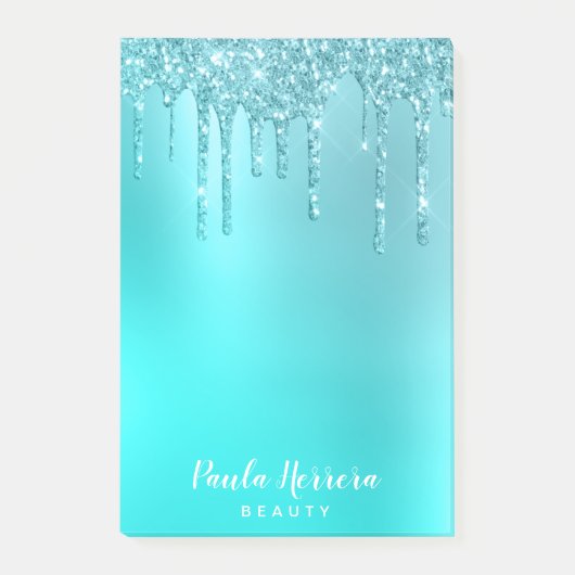 Prachtige waterblauwe munt en turquoise glitter dr post-it® notes (Voorkant)