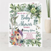 Prachtige Waterverf Bloemen Paard Baby shower Kaart (Voorkant)