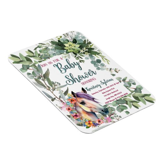 Prachtige Waterverf Bloemen Paard Baby shower Magneet (Rechterzijde)
