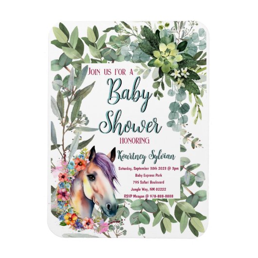 Prachtige Waterverf Bloemen Paard Baby shower Magneet (Verticaal)
