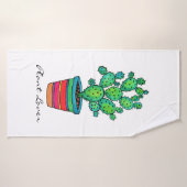 Prachtige Waterverf cactus in prachtige pot Badhanddoek (Badhanddoek)