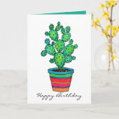 Prachtige Waterverf cactus in prachtige pot Kaart (Gele Bloem)