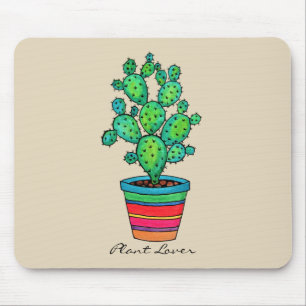 Prachtige Waterverf cactus in prachtige pot Muismat