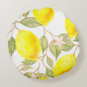 Prachtige waterverf-citroen rond kussen (Achterkant)