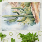 Prachtige Waterverf Desert Cacti landschap Theedoek (Gevouwen)