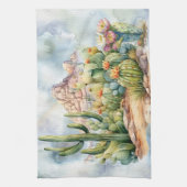 Prachtige Waterverf Desert Cacti landschap Theedoek (Verticaal)