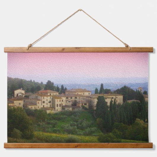 Prachtige Waterverf Effect Toscane Italië Hangend Wandkleed (Voorkant)