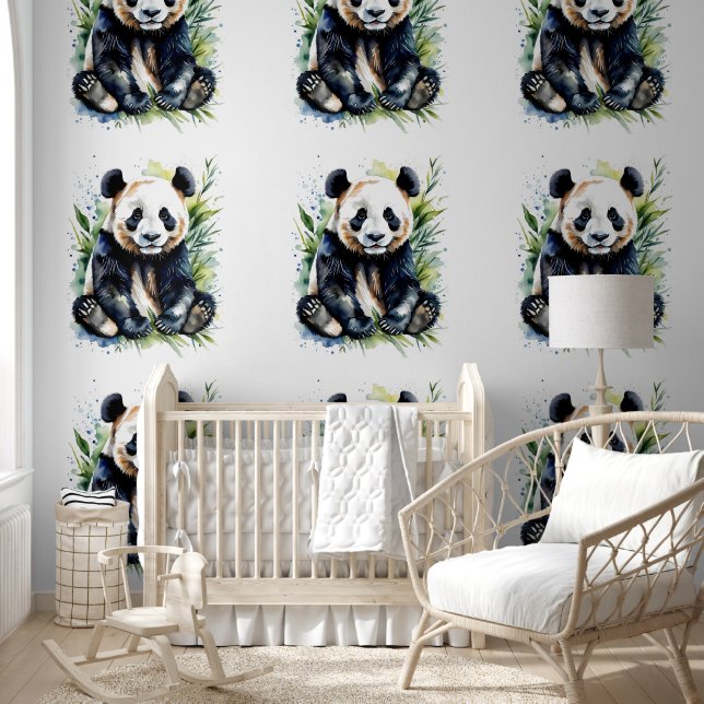 Prachtige Waterverf Panda Beer Behang (Kinderen)