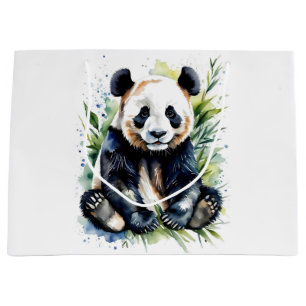 Prachtige Waterverf Panda Beer Groot Cadeauzakje