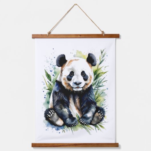 Prachtige Waterverf Panda Beer Hangend Wandkleed (Voorkant)