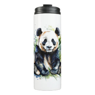 Prachtige Waterverf Panda Beer Thermosbeker