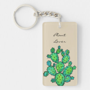 Prachtige Waterverf Prickly Cactus Sleutelhanger