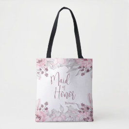 Prachtige Waterverf Roze Floral Maid of Honor Draagtas