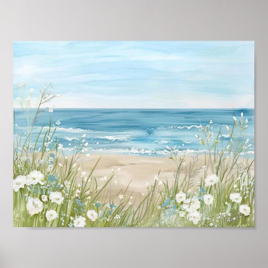 Prachtige waterverf stijl strand landschap poster (Voorkant)
