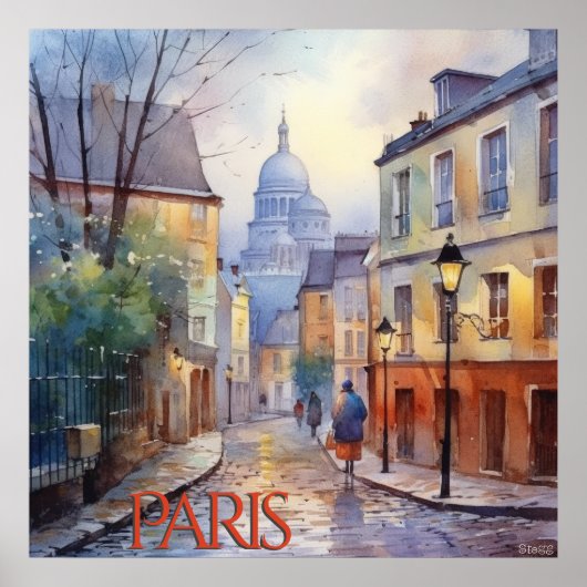 Prachtige Waterverf van Paris Travel Poster (Voorkant)