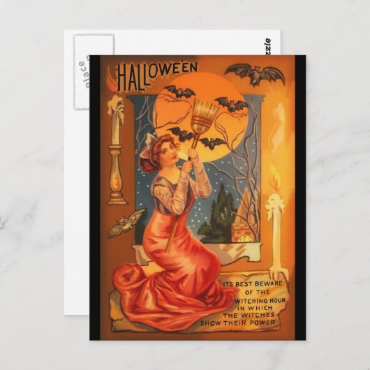 Prachtige Witch Halloween Greeting Briefkaart (Voorkant / Achterkant)