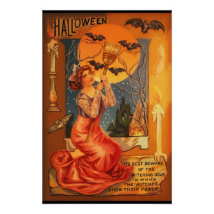 Prachtige Witch  Halloween Greeting Perfect Poster