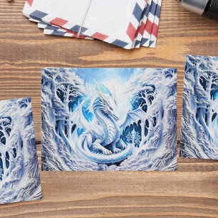 Prachtige witte drakenfantasie briefkaart