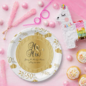 Prachtige witte en gouden 50e Jubileum voor bruilo Papieren Bordje (Feest)