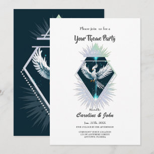 Prachtige witte fantasie feniks. kaart