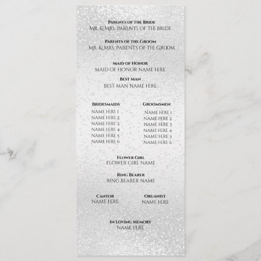 Prachtige witte glitter - Programma (Achterkant)