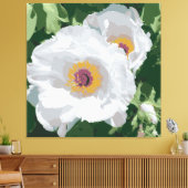 Prachtige witte pioen op canvas (Insitu (Woonkamer))