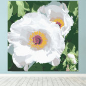 Prachtige witte pioen op canvas afdruk (Insitu (Houten vloer))