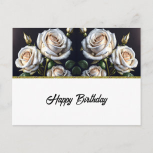 Prachtige witte rozen met gouden details, elegant briefkaart