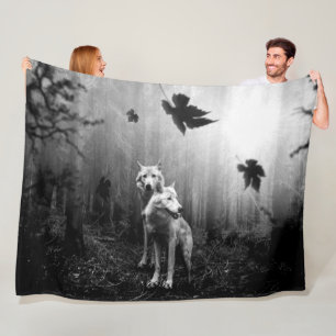 Prachtige wolven Zwart en wit laten ons alleen ach Fleece Deken
