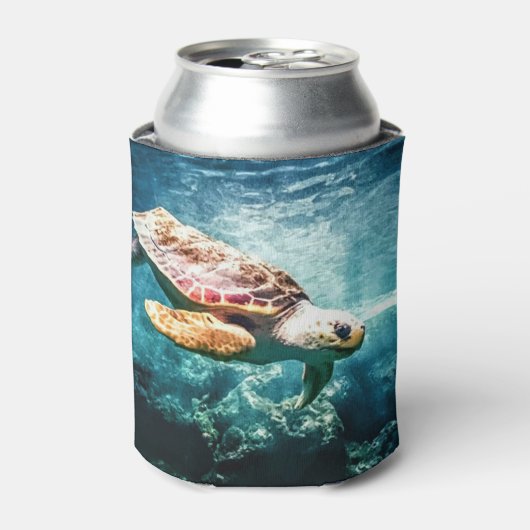 Prachtige Zee Turtle Ocean Onderwater Afbeelding Blikjeskoeler (Blikje Voorkant)
