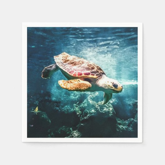 Prachtige Zee Turtle Ocean Onderwater Afbeelding Servetten (Voorkant)