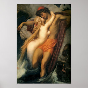 Prachtige  Zeemeermin en menselijk in-liefdesPoste Poster