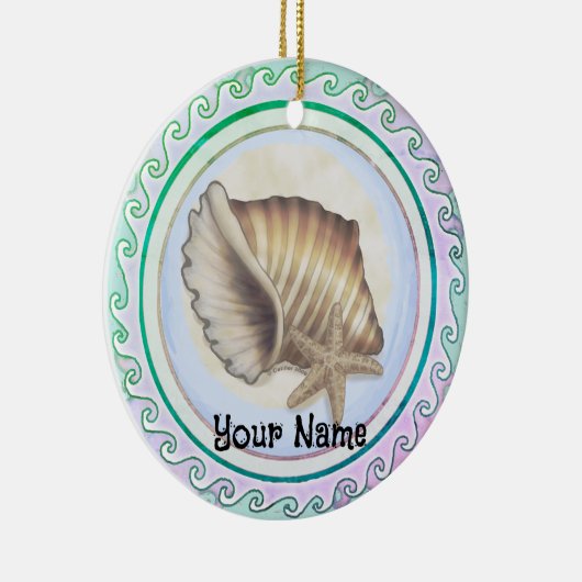 Prachtige zeeschelp keramisch ornament (Rechts)