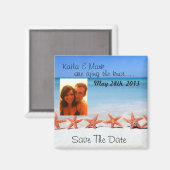 Prachtige zeesterren strand opslaan de datum foto  magneet (Voorkant / Achterkant)