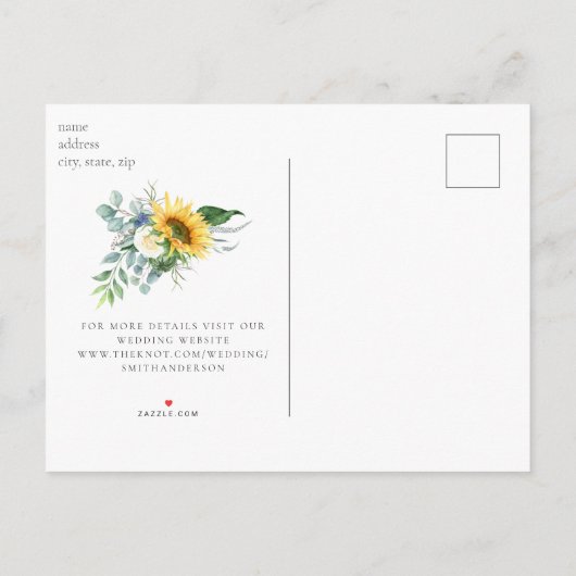 Prachtige Zonnebloem Eucalyptus Wedding Save Date Aankondigingskaart (Achterkant)