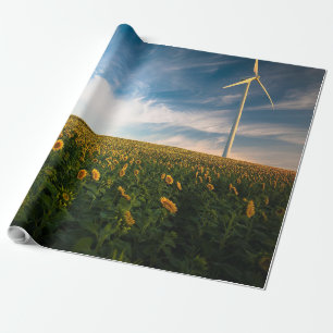 prachtige zonnebloemen met een wolkenblauwe hemel cadeaupapier
