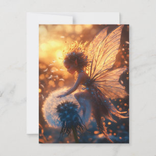 Prachtige zonnesfee met paardenbloem briefkaart
