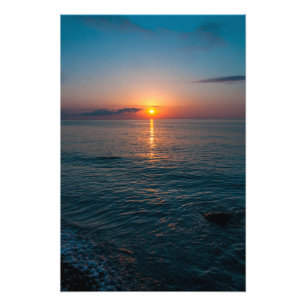 Prachtige zonsondergang bij zee. Batumi Georgia Foto Afdruk