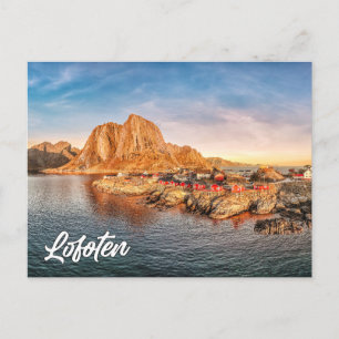 Prachtige zonsondergang boven Lofoten, Noorwegen Briefkaart