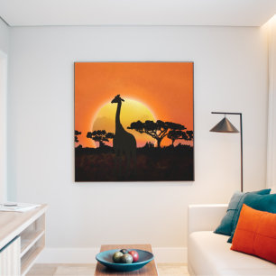 Prachtige zonsondergang in de Serengeti met een Gi Canvas Afdruk
