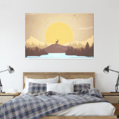 Prachtige zonsondergang over het landschap van het canvas afdruk (Insitu (Slaapkamer))