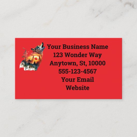 Prachtige zonsondergang Silhouette Howling Wolf Visitekaartje (Voorkant)