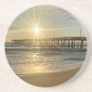 Prachtige zonsopgang bij Virginia Beach Pier - Sun Zandsteen Onderzetter
