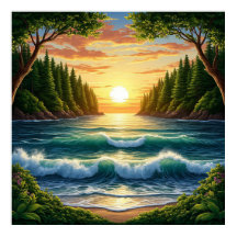 Prachtige zonsopgang boven de golven van de oceaan