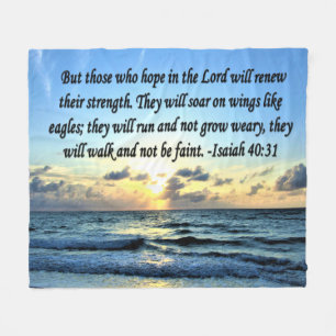 PRACHTIGE ZONSOPGANG JESAJA 40:31 FLEECE DEKEN