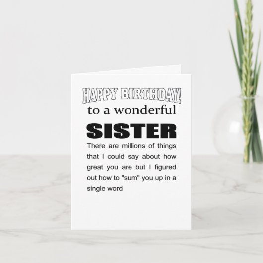 Prachtige zus Gelukkige Verjaardag Wens Kaart (Voorkant)